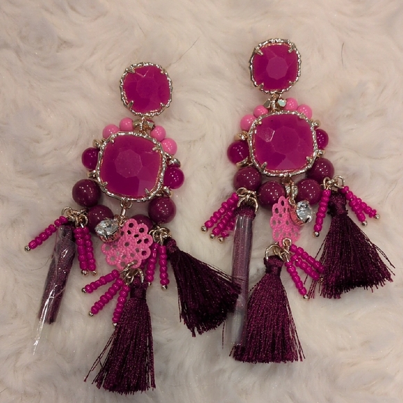 NWOT Lilly Pulitzer Waterside Earrings Amarena Cherry Beaded Earrings - Picture 4 of 7